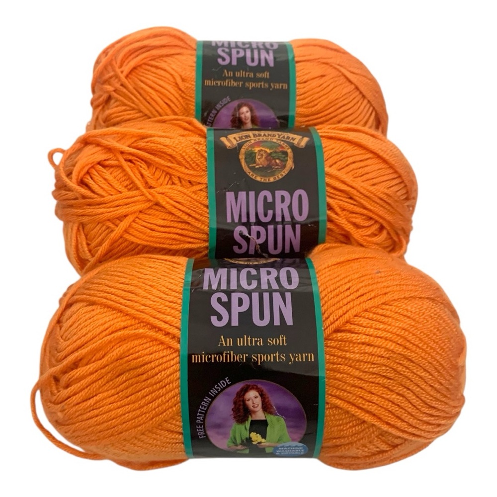NEW Lion Brand Microspun Ultra-Soft Sports Mango Orange Knit Crochet Yarn 3